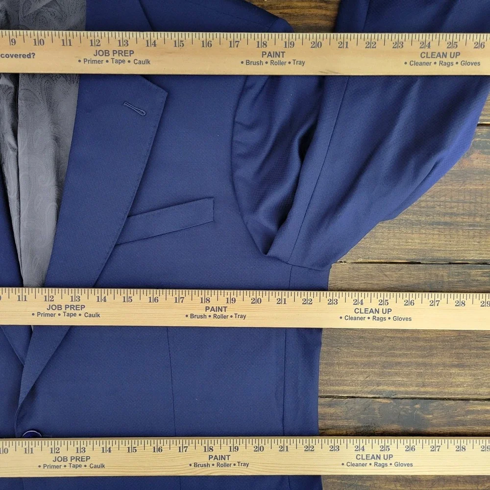 iTailor Gold Men's Sport Coat Blazer Two Button Navy Blue Wool‎ Surgeon Cuff 44R
